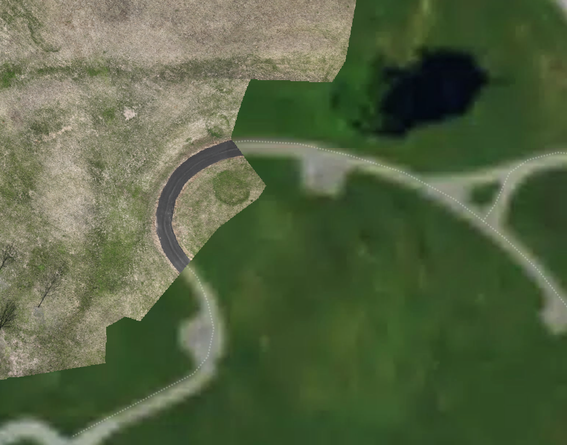 Aerial turf maintenance view of grounds documentation